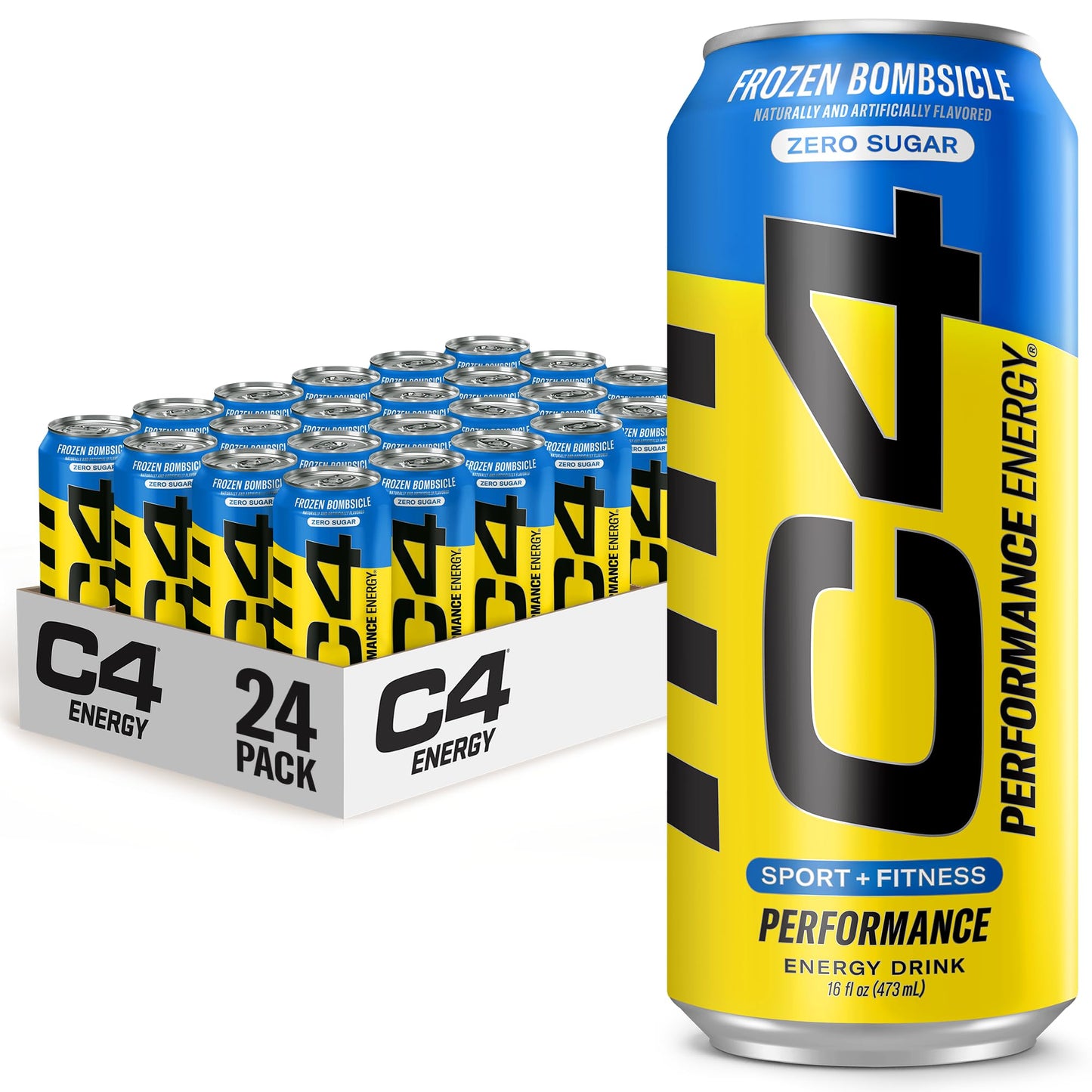 C4 Energy Drink 12oz (Pack of 12) - Frozen Bombsicle - Sugar Free Pre Workout Performance Drink with No Artificial Colors or Dyes