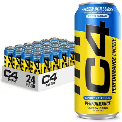 C4 Energy Drink 12oz (Pack of 12) - Frozen Bombsicle - Sugar Free Pre Workout Performance Drink with No Artificial Colors or Dyes