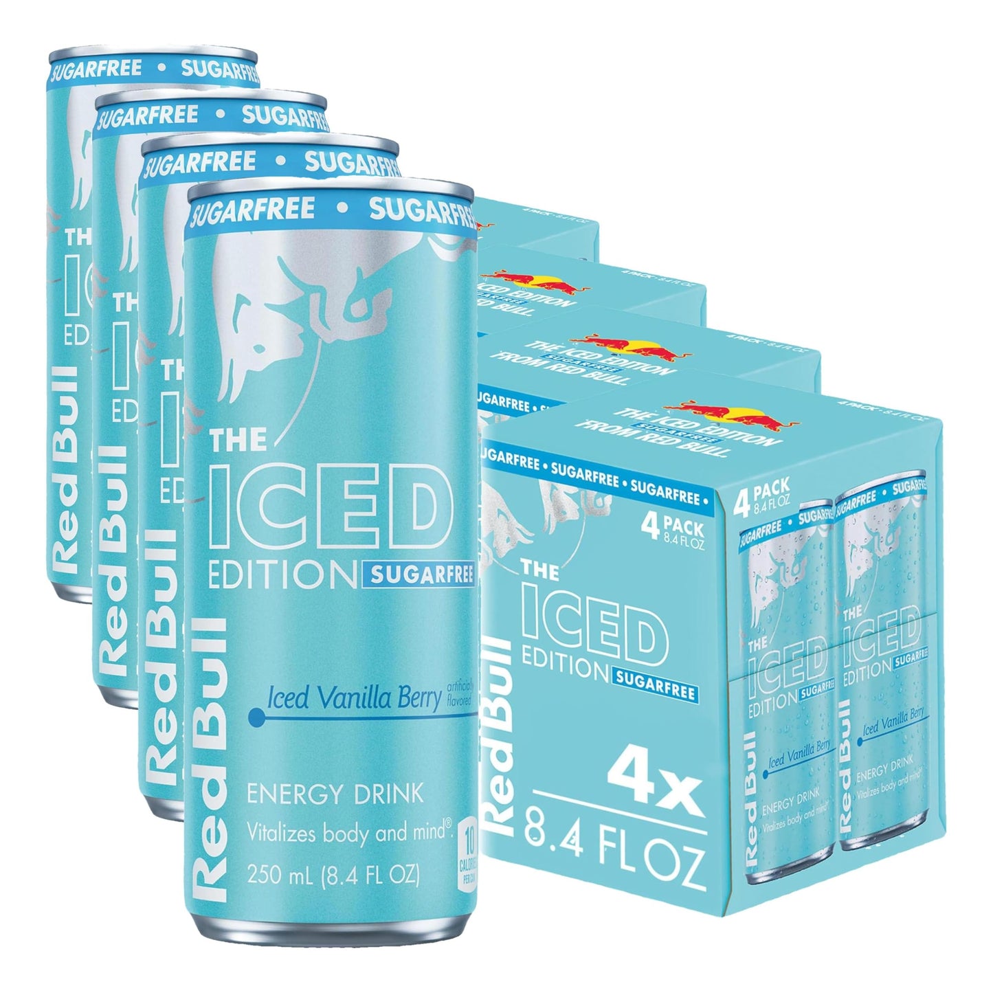 Red Bull Energy Drink SugarFree Variety Pack, Zero, Peach, Iced Vanilla Berry, 8.4 fl. oz, Pack of 12 Can