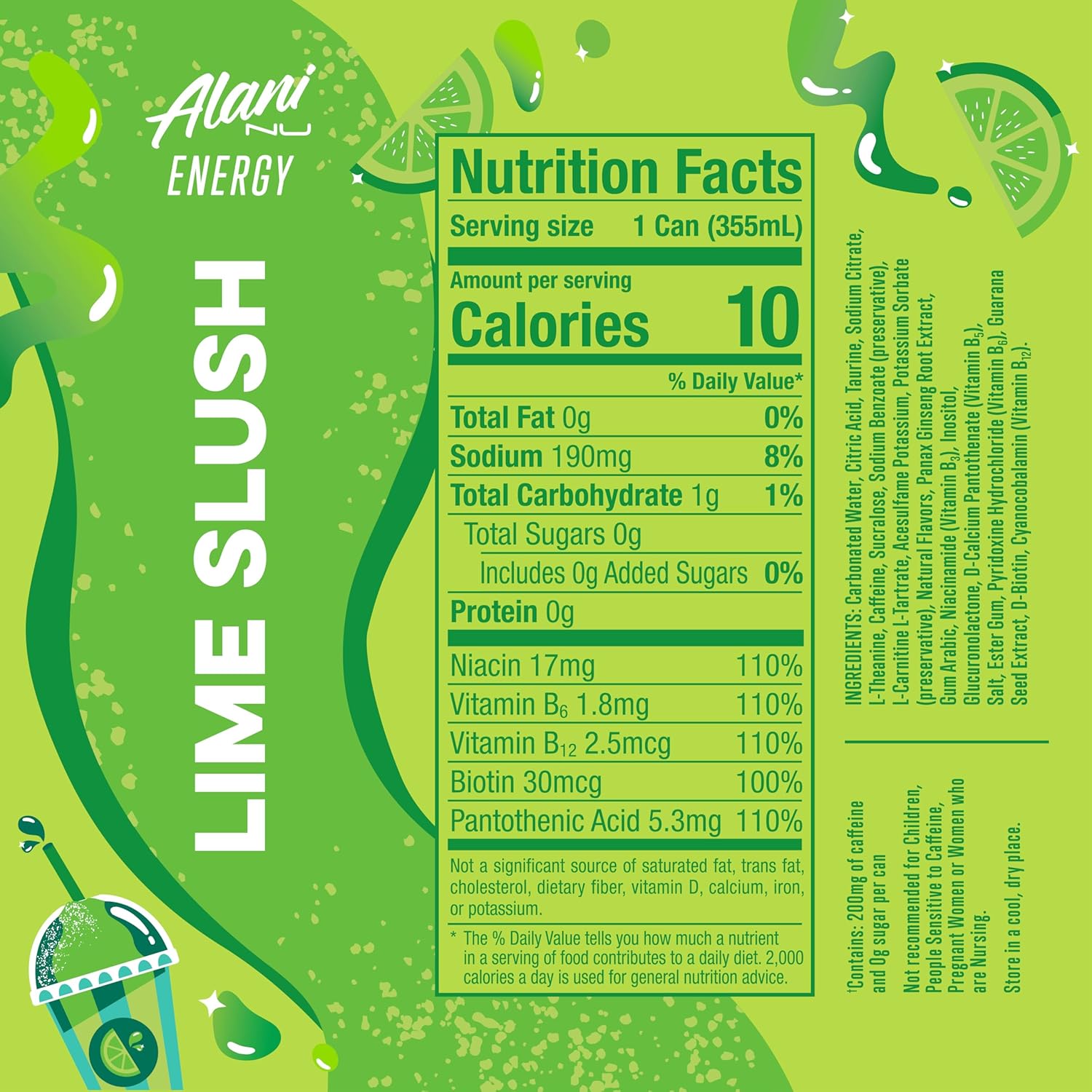 Alani Nu Lime Slush Sugar Free Energy Drink (Pack of 12)