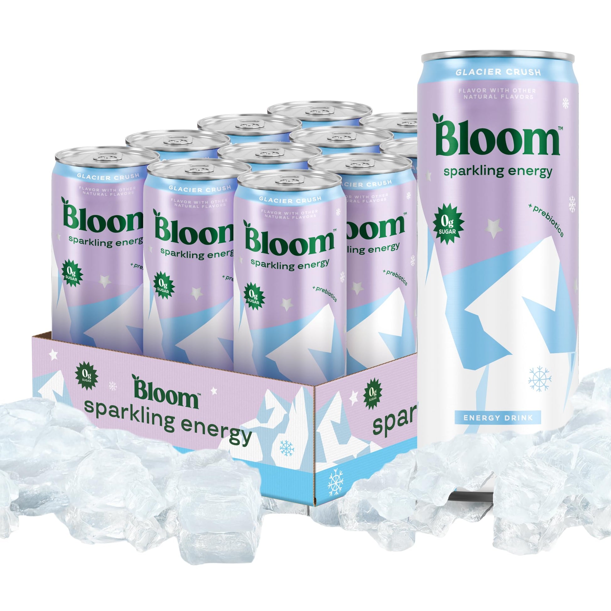 Bloom Nutrition Sparkling Energy Drink - Apple Crisp / Glacier Crush Variety Pack - Natural Caffeine, Zero Sugar, 180mg Caffeine - Antioxidant-Rich with Green Coffee Bean, Green Tea Extract, Prebiotics - 12oz 12 Pack