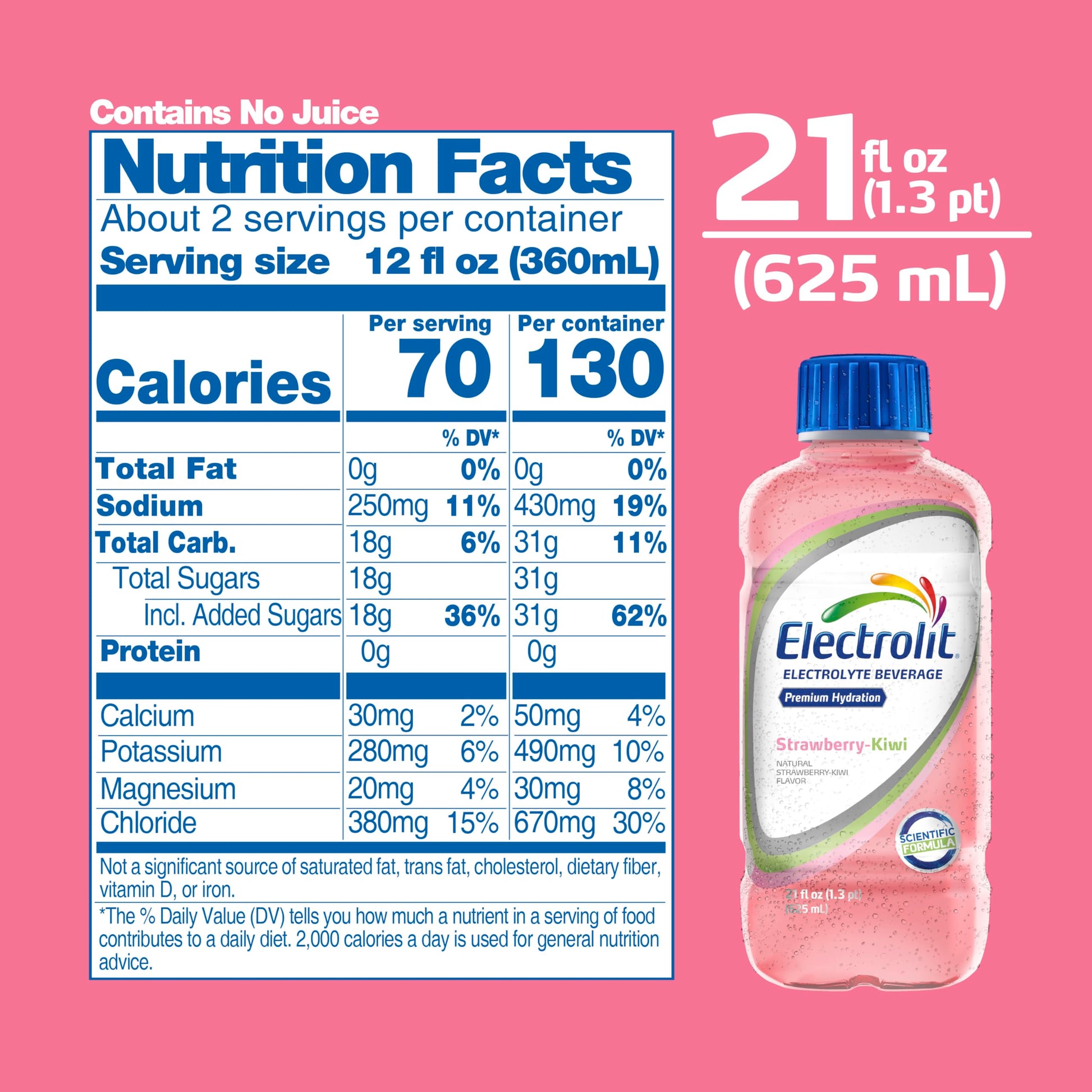 Electrolit, Electrolyte Beverage, Fruit Punch, 21 Fl Oz bottle (Pack of 12)