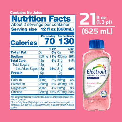 Electrolit, Electrolyte Beverage, Fruit Punch, 21 Fl Oz bottle (Pack of 12)