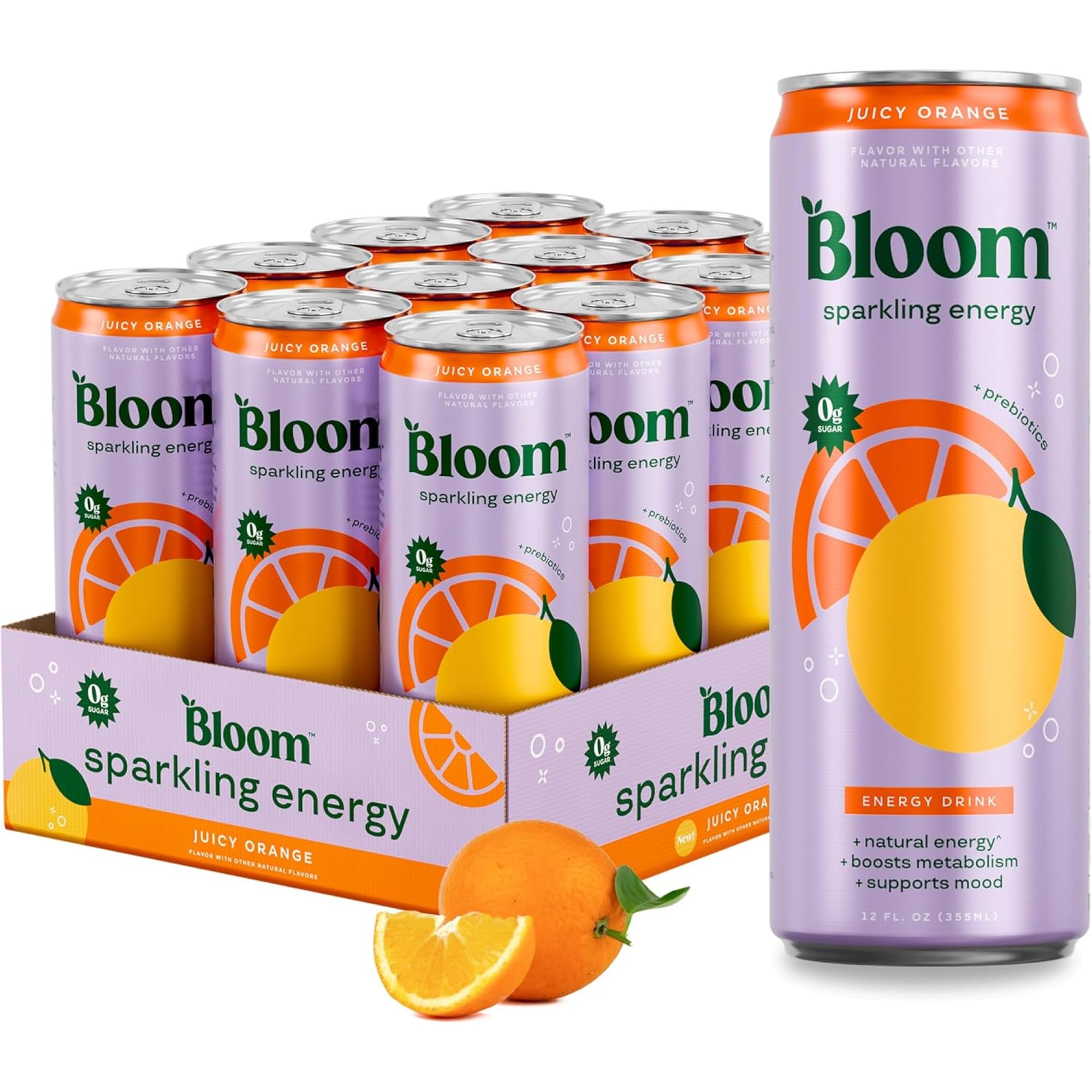 Bloom Nutrition Sparkling Energy Drink - Apple Crisp / Glacier Crush Variety Pack - Natural Caffeine, Zero Sugar, 180mg Caffeine - Antioxidant-Rich with Green Coffee Bean, Green Tea Extract, Prebiotics - 12oz 12 Pack