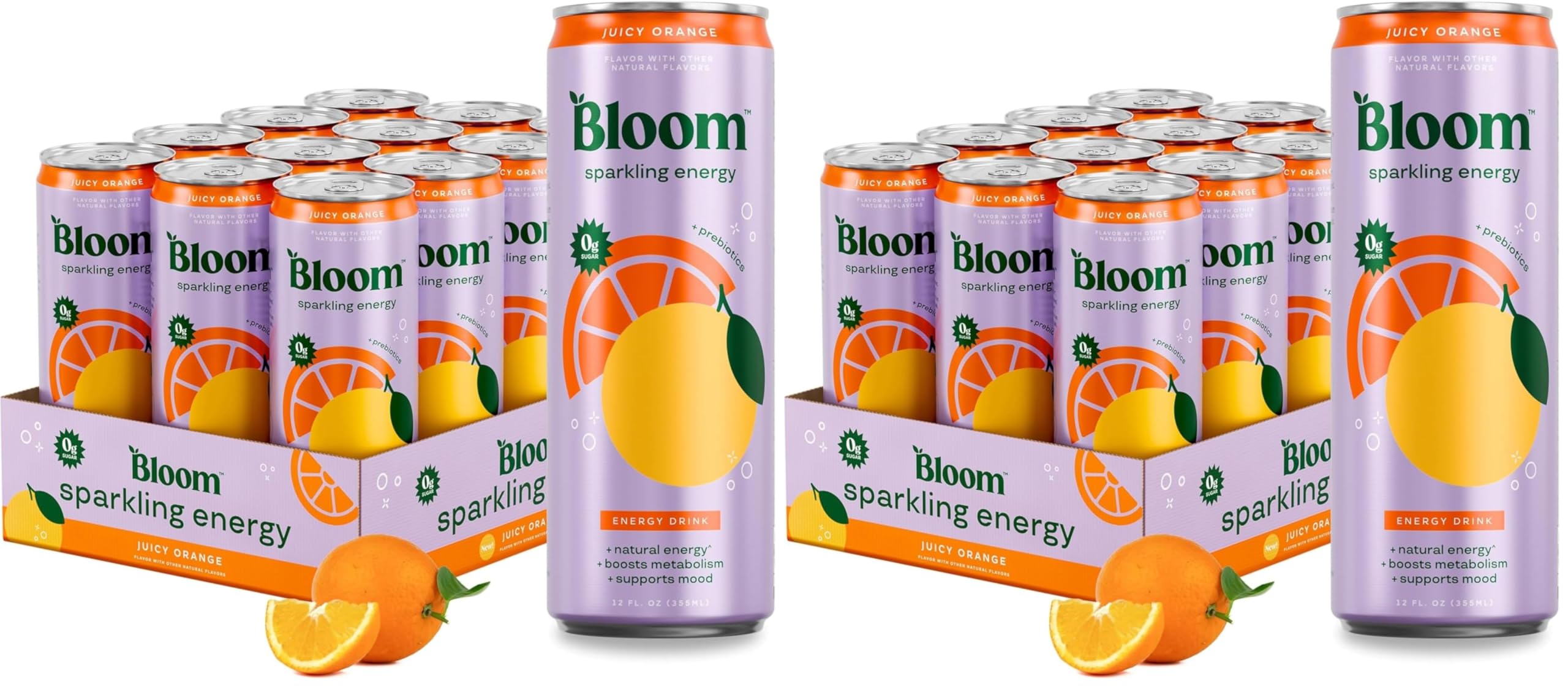 Bloom Nutrition Sparkling Energy Drink - Apple Crisp / Glacier Crush Variety Pack - Natural Caffeine, Zero Sugar, 180mg Caffeine - Antioxidant-Rich with Green Coffee Bean, Green Tea Extract, Prebiotics - 12oz 12 Pack