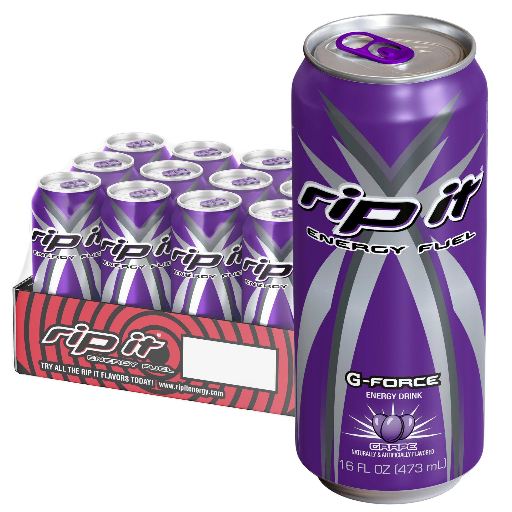 Rip-It Energy Drink | Power | Sharp Citrus Flavor | 12-Pack (16oz Cans) | 160mg Caffeine | Smooth Finish | Ignite Focus | Hardcore Energy That Rips!