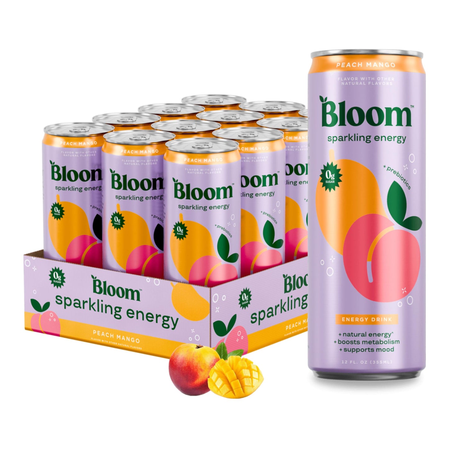 Bloom Nutrition Sparkling Energy Drink - Apple Crisp / Glacier Crush Variety Pack - Natural Caffeine, Zero Sugar, 180mg Caffeine - Antioxidant-Rich with Green Coffee Bean, Green Tea Extract, Prebiotics - 12oz 12 Pack