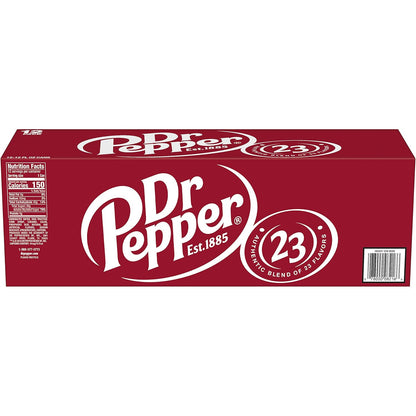 Dr Pepper Soda, 12 fl oz cans, 12 pack