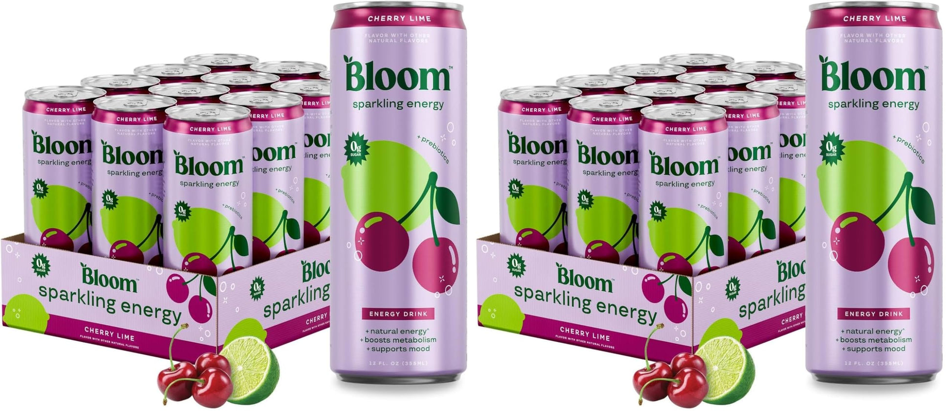 Bloom Nutrition Sparkling Energy Drink - Apple Crisp / Glacier Crush Variety Pack - Natural Caffeine, Zero Sugar, 180mg Caffeine - Antioxidant-Rich with Green Coffee Bean, Green Tea Extract, Prebiotics - 12oz 12 Pack
