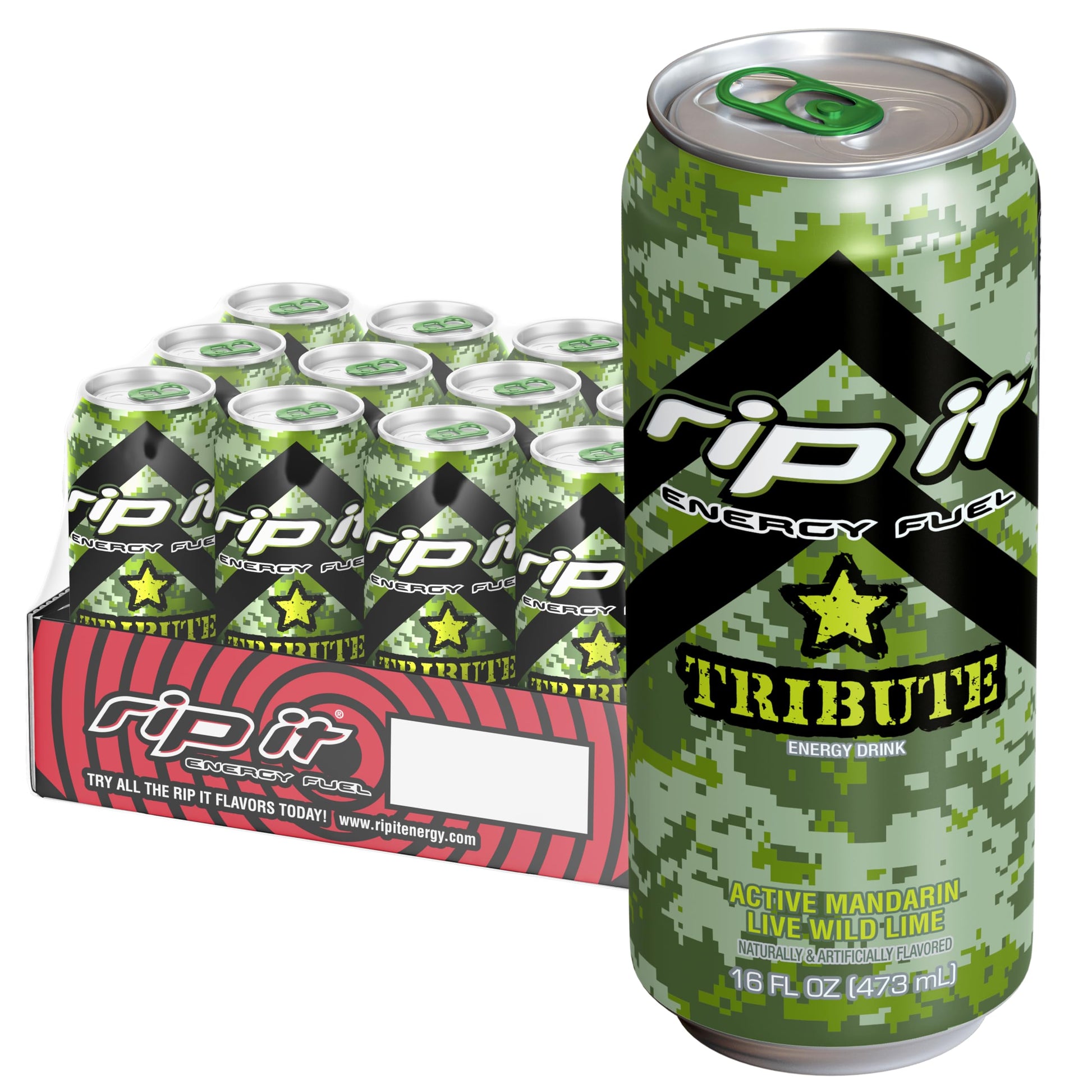 Rip-It Energy Drink | Power | Sharp Citrus Flavor | 12-Pack (16oz Cans) | 160mg Caffeine | Smooth Finish | Ignite Focus | Hardcore Energy That Rips!