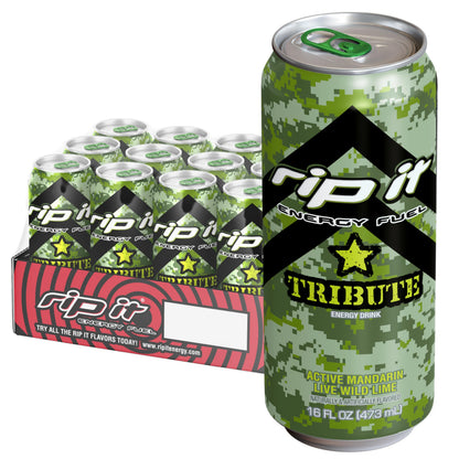 Rip-It Energy Drink | Power | Sharp Citrus Flavor | 12-Pack (16oz Cans) | 160mg Caffeine | Smooth Finish | Ignite Focus | Hardcore Energy That Rips!