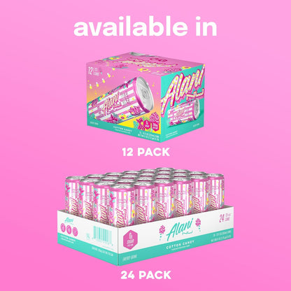 Alani Nu Cotton Candy Sugar Free Energy Drink 12fl oz (Pack of 12)