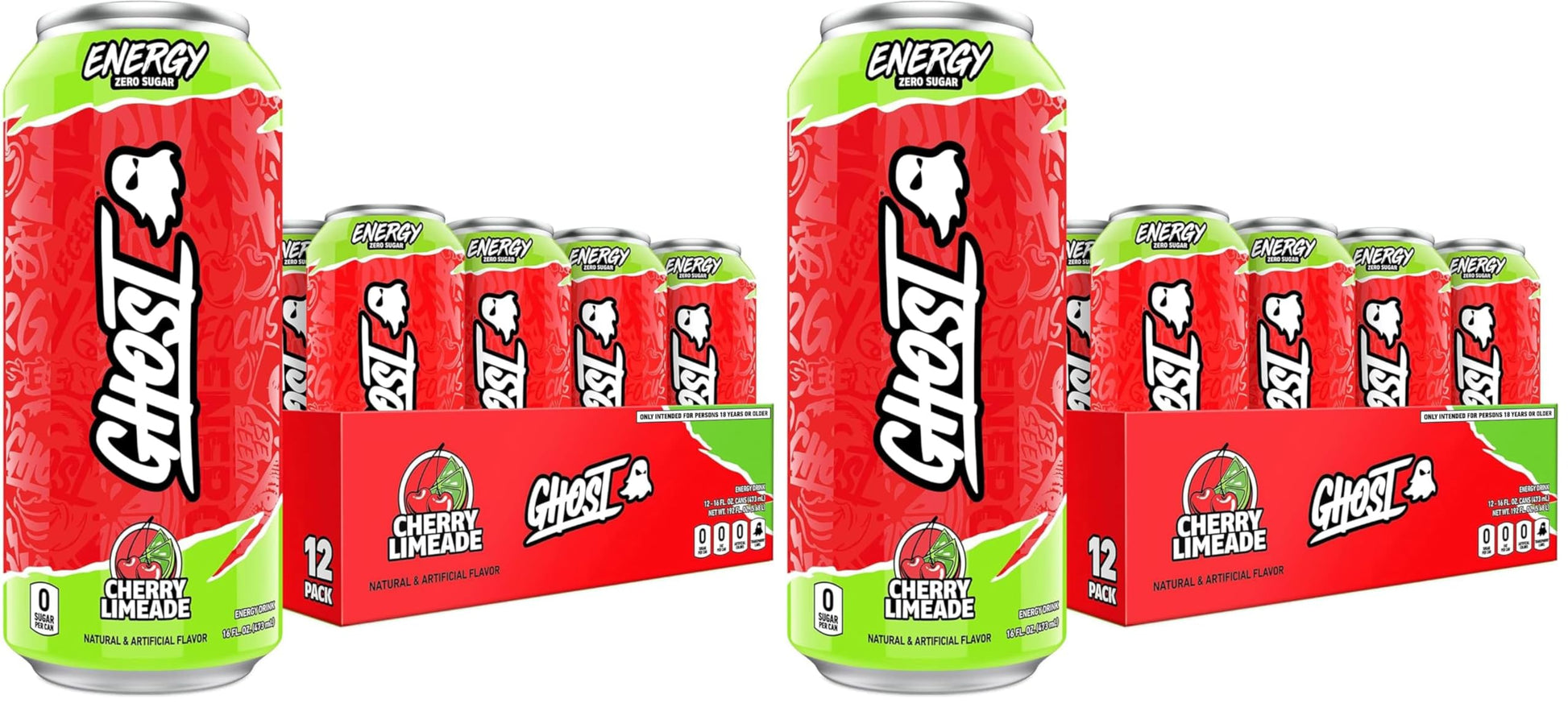 GHOST Energy Drink - 12-Pack, Strawbango, 16oz - Energy & Focus & No Artificial Colors - 200mg of Natural Caffeine, L-Carnitine & Taurine - Gluten-Free & Vegan