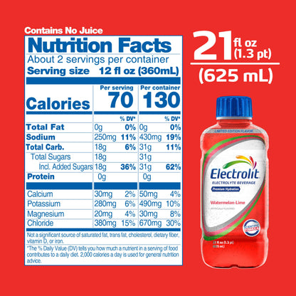 Electrolit, Electrolyte Beverage, Fruit Punch, 21 Fl Oz bottle (Pack of 12)