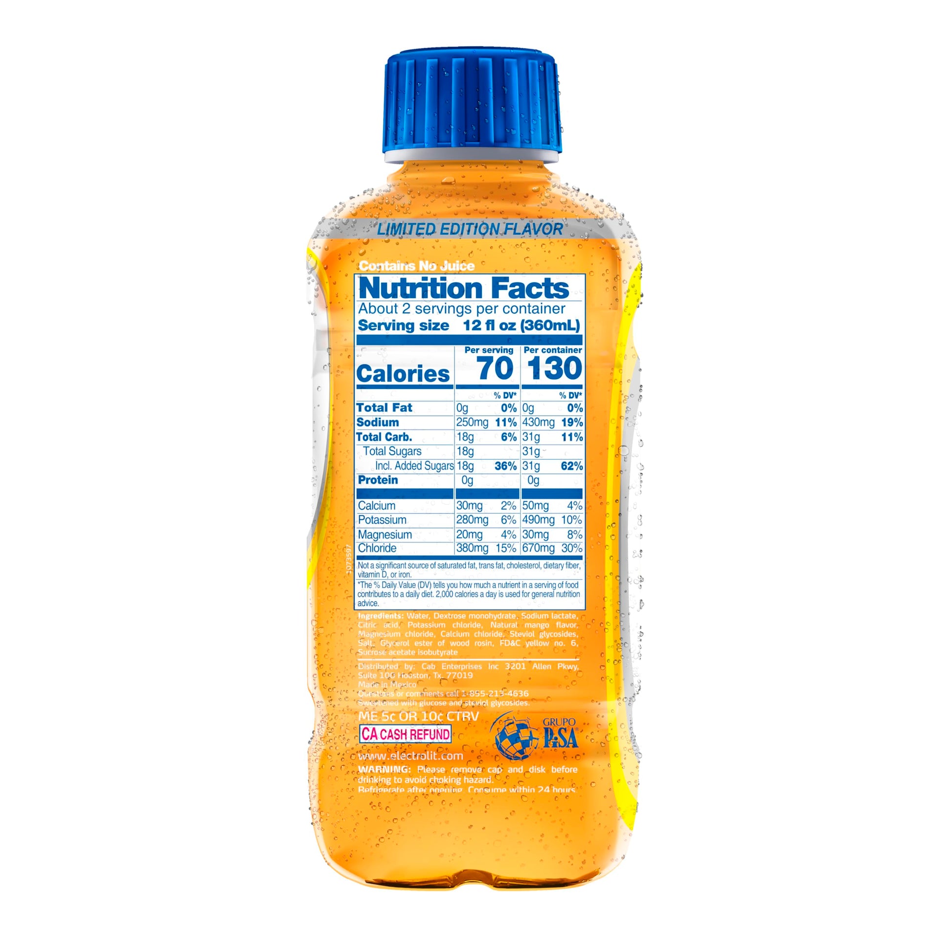 Electrolit, Electrolyte Beverage, Fruit Punch, 21 Fl Oz bottle (Pack of 12)