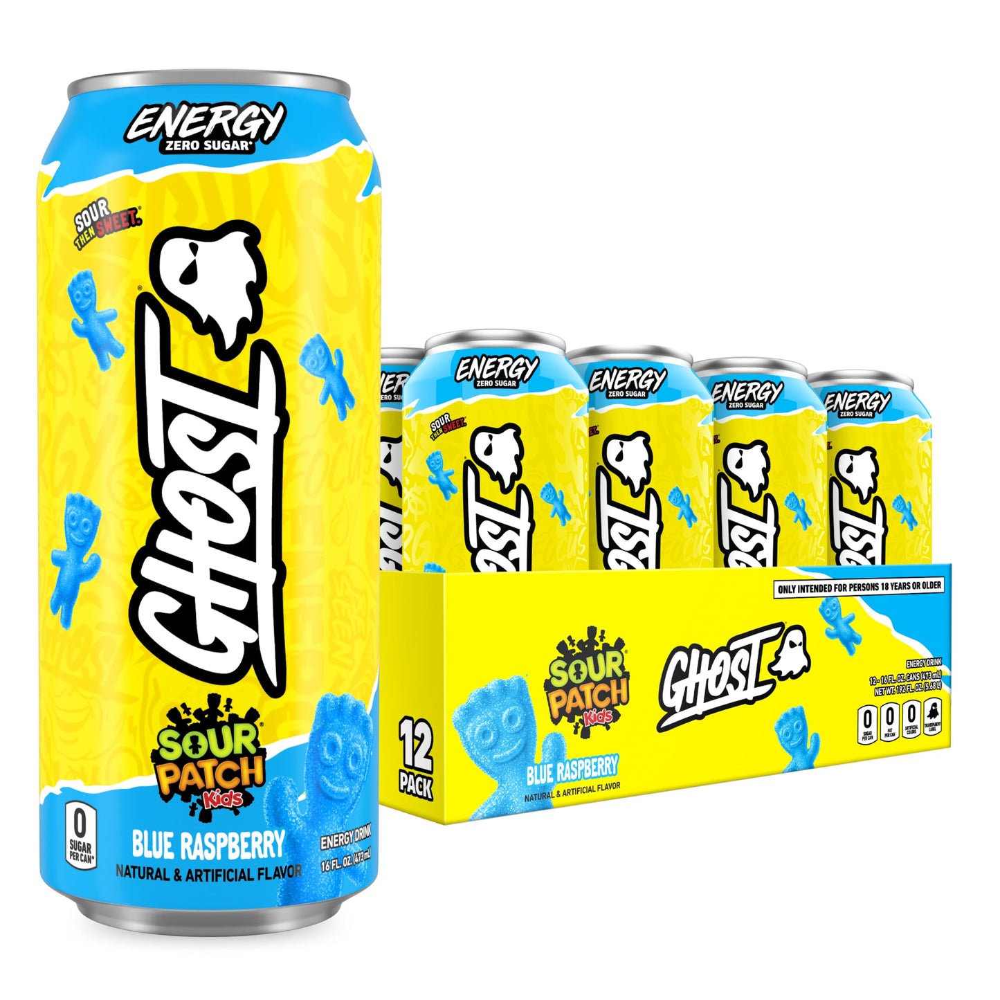 GHOST Energy Drink - 12-Pack, Strawbango, 16oz - Energy & Focus & No Artificial Colors - 200mg of Natural Caffeine, L-Carnitine & Taurine - Gluten-Free & Vegan
