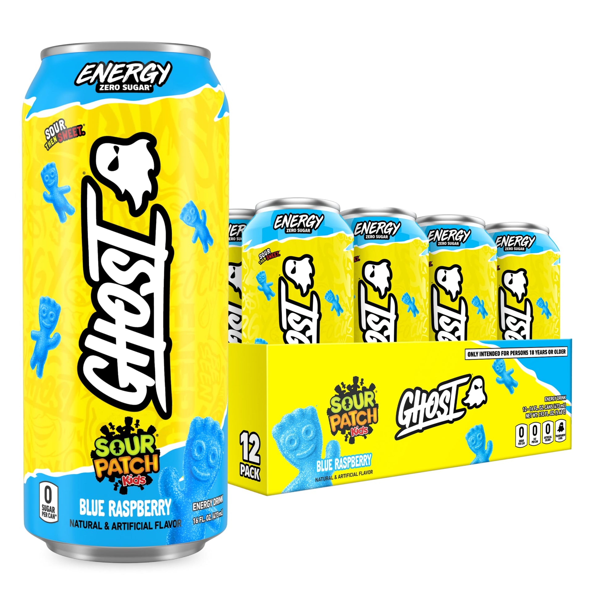 GHOST Energy Drink - 12-Pack, Strawbango, 16oz - Energy & Focus & No Artificial Colors - 200mg of Natural Caffeine, L-Carnitine & Taurine - Gluten-Free & Vegan