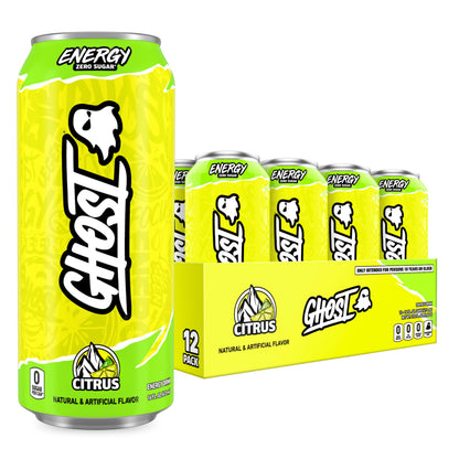 GHOST Energy Drink - 12-Pack, Strawbango, 16oz - Energy & Focus & No Artificial Colors - 200mg of Natural Caffeine, L-Carnitine & Taurine - Gluten-Free & Vegan