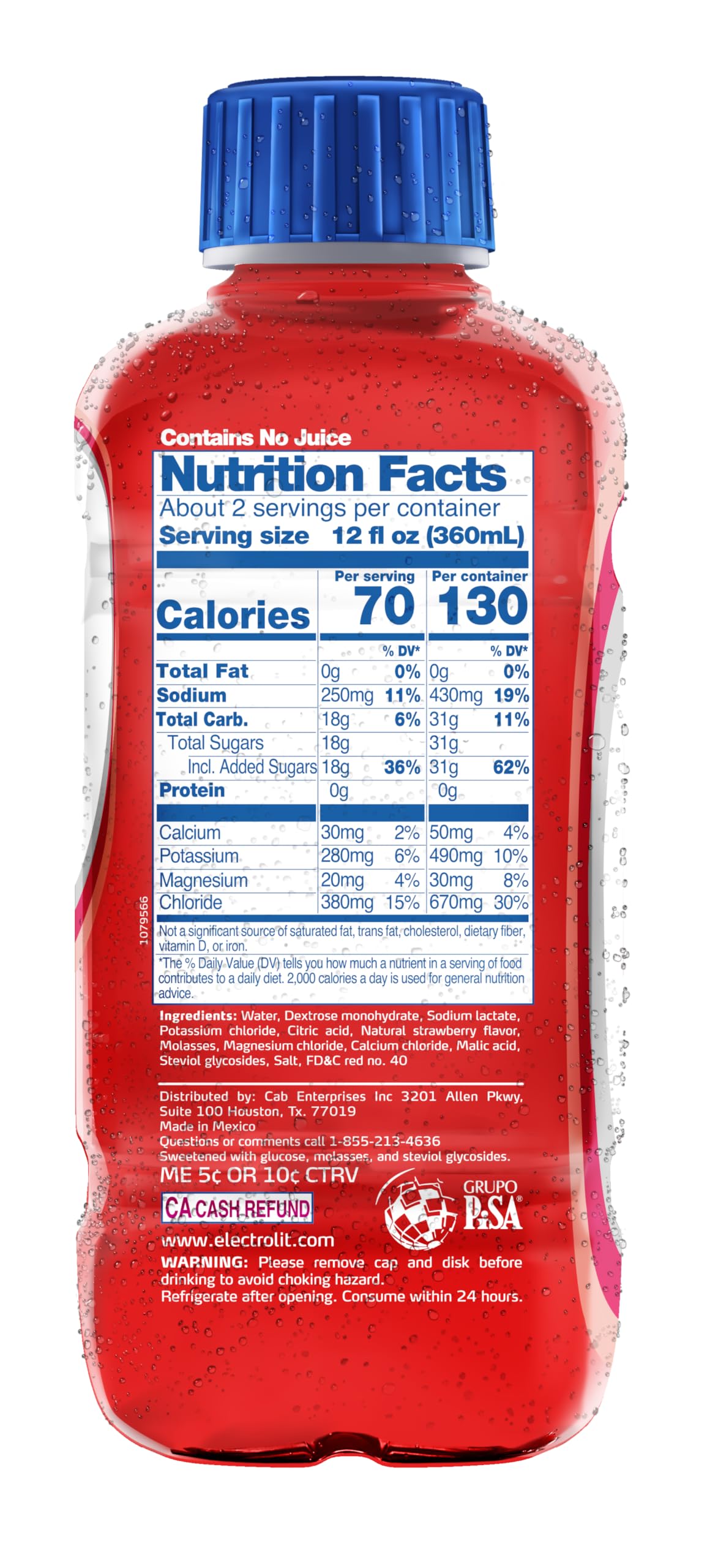 Electrolit, Electrolyte Beverage, Fruit Punch, 21 Fl Oz bottle (Pack of 12)