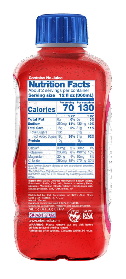 Electrolit, Electrolyte Beverage, Fruit Punch, 21 Fl Oz bottle (Pack of 12)