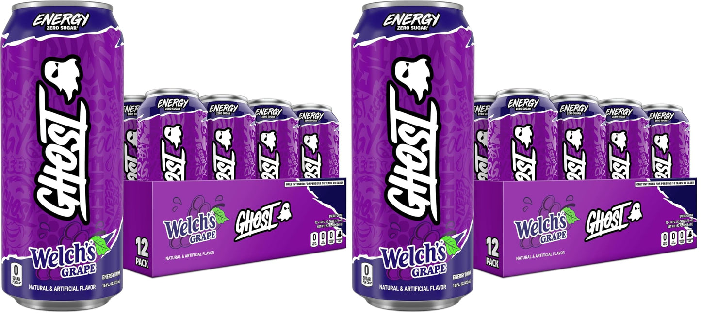 GHOST Energy Drink - 12-Pack, Strawbango, 16oz - Energy & Focus & No Artificial Colors - 200mg of Natural Caffeine, L-Carnitine & Taurine - Gluten-Free & Vegan