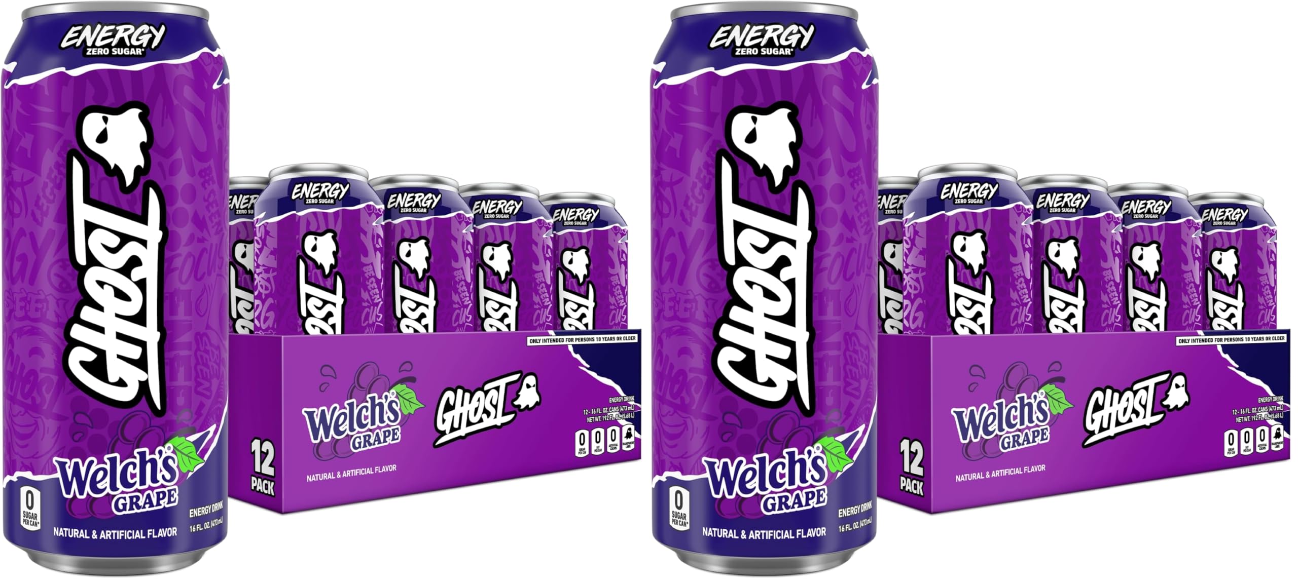 GHOST Energy Drink - 12-Pack, Strawbango, 16oz - Energy & Focus & No Artificial Colors - 200mg of Natural Caffeine, L-Carnitine & Taurine - Gluten-Free & Vegan