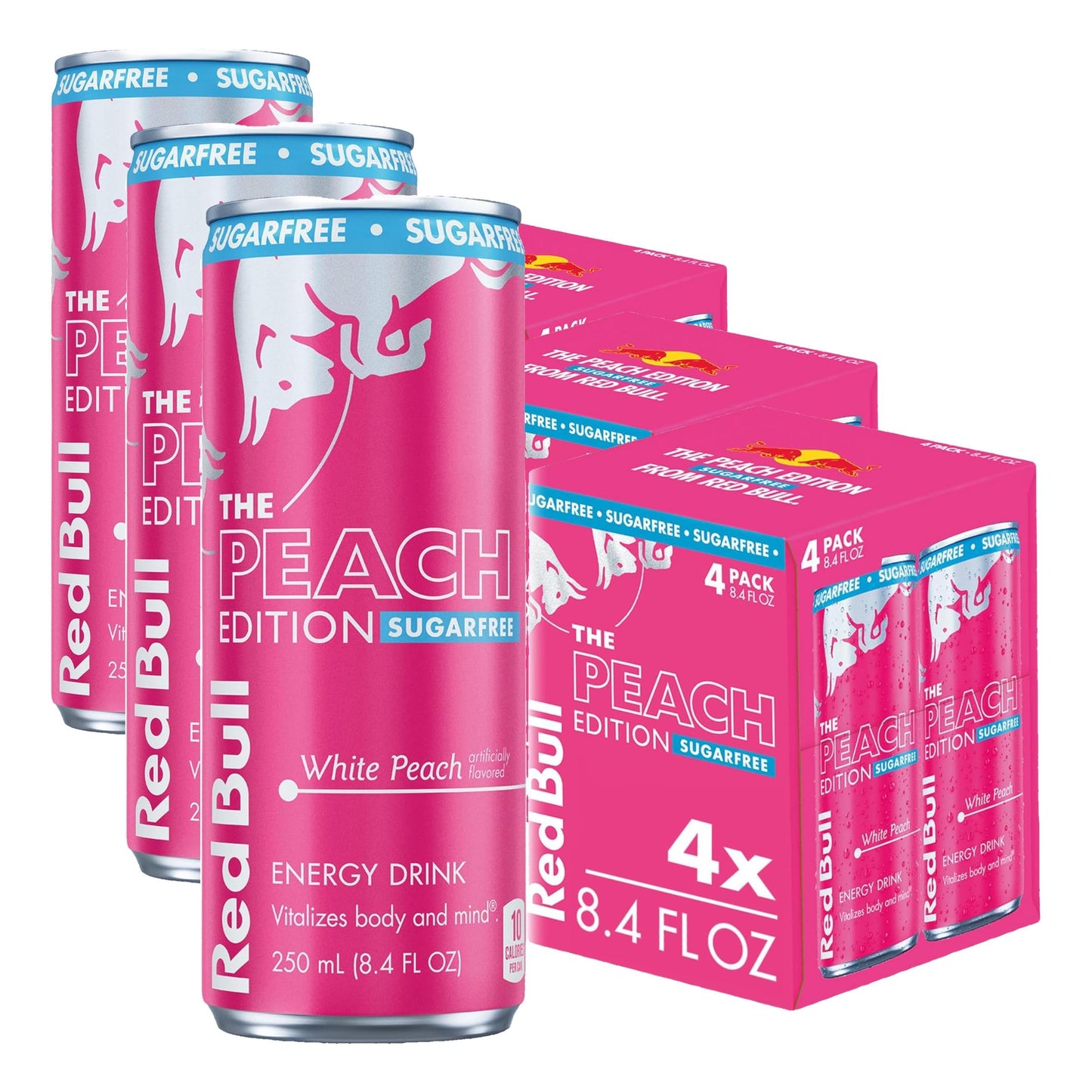 Red Bull Energy Drink SugarFree Variety Pack, Zero, Peach, Iced Vanilla Berry, 8.4 fl. oz, Pack of 12 Can