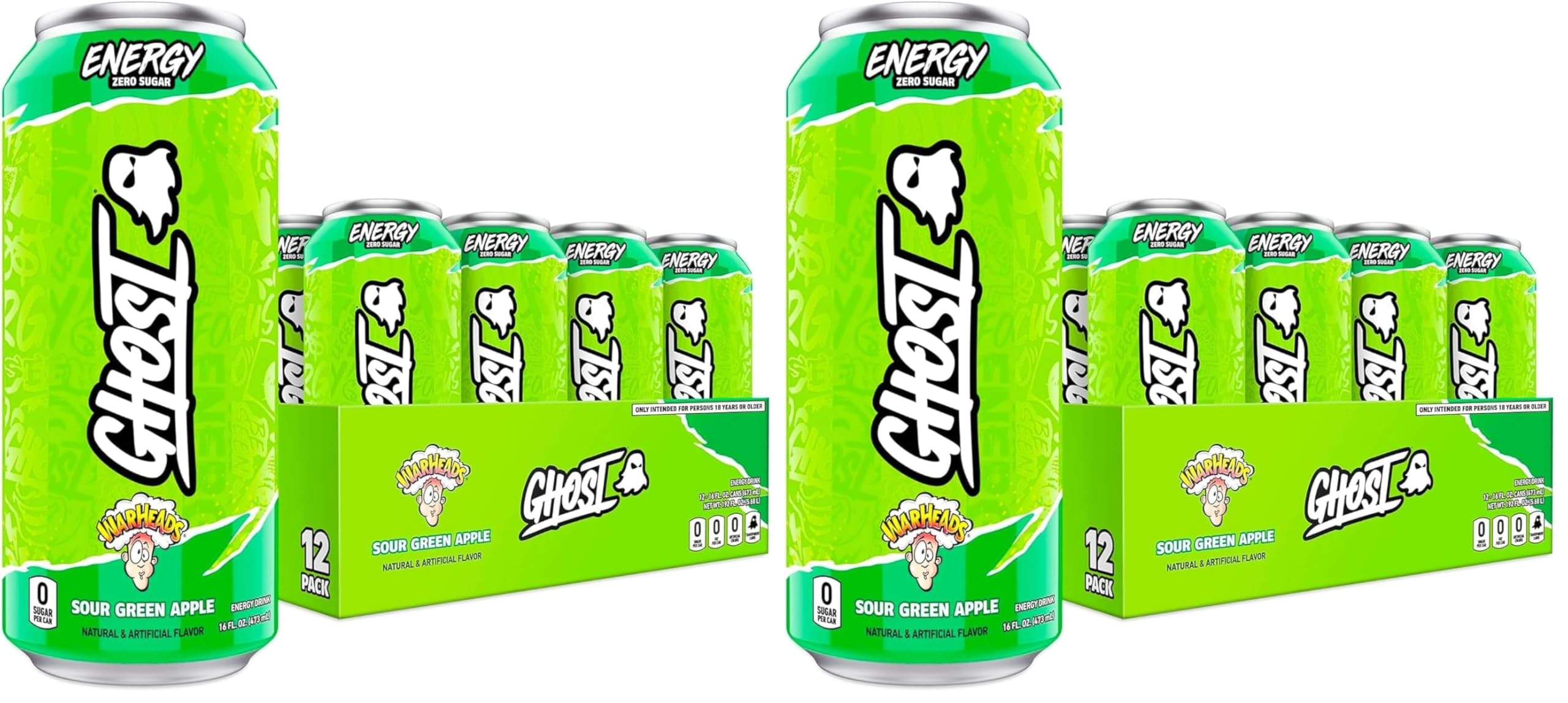 GHOST Energy Drink - 12-Pack, Strawbango, 16oz - Energy & Focus & No Artificial Colors - 200mg of Natural Caffeine, L-Carnitine & Taurine - Gluten-Free & Vegan