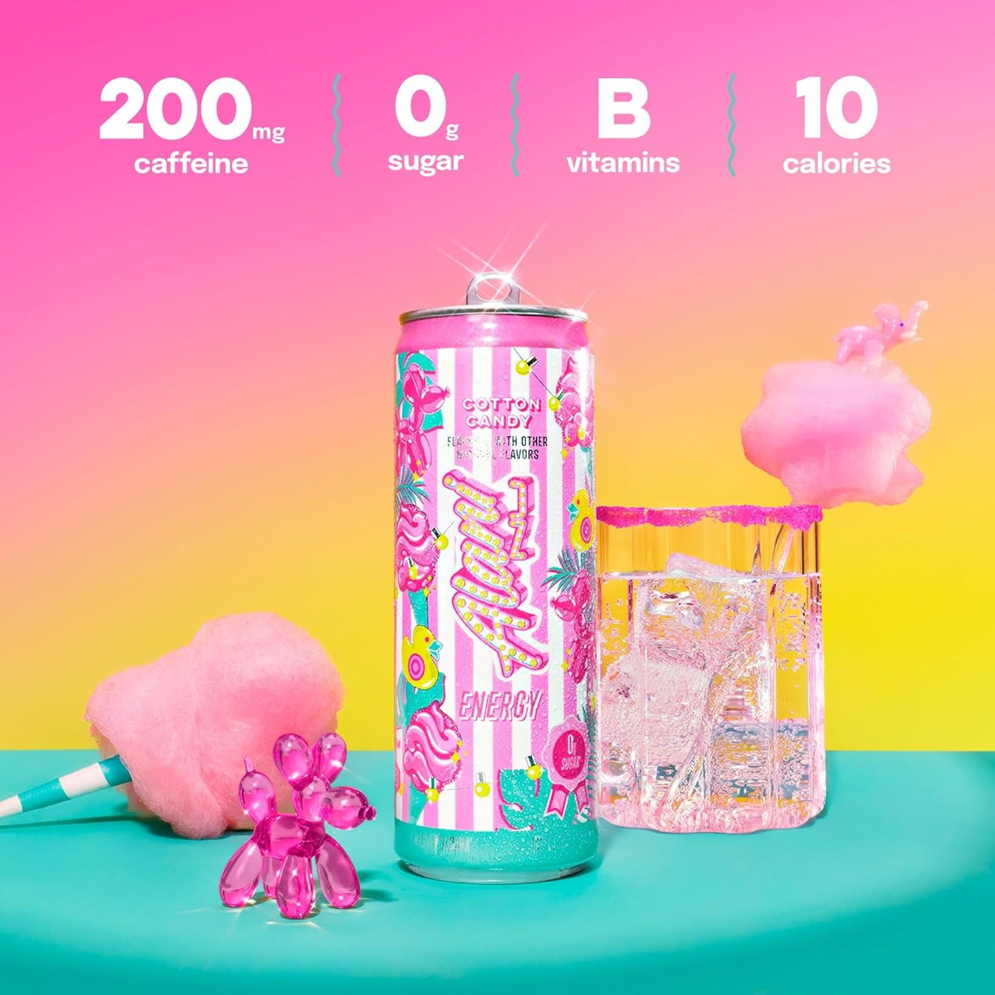 Alani Nu Cotton Candy Sugar Free Energy Drink 12fl oz (Pack of 12)