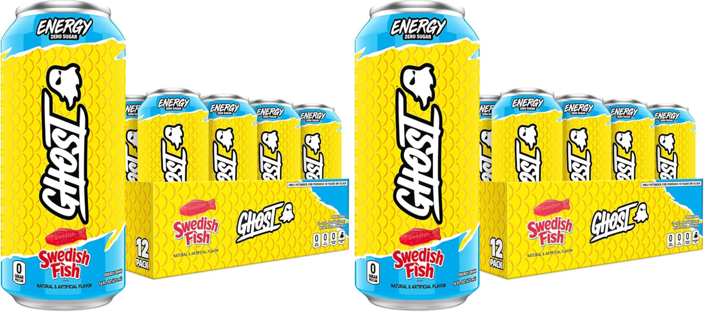 GHOST Energy Drink - 12-Pack, Strawbango, 16oz - Energy & Focus & No Artificial Colors - 200mg of Natural Caffeine, L-Carnitine & Taurine - Gluten-Free & Vegan