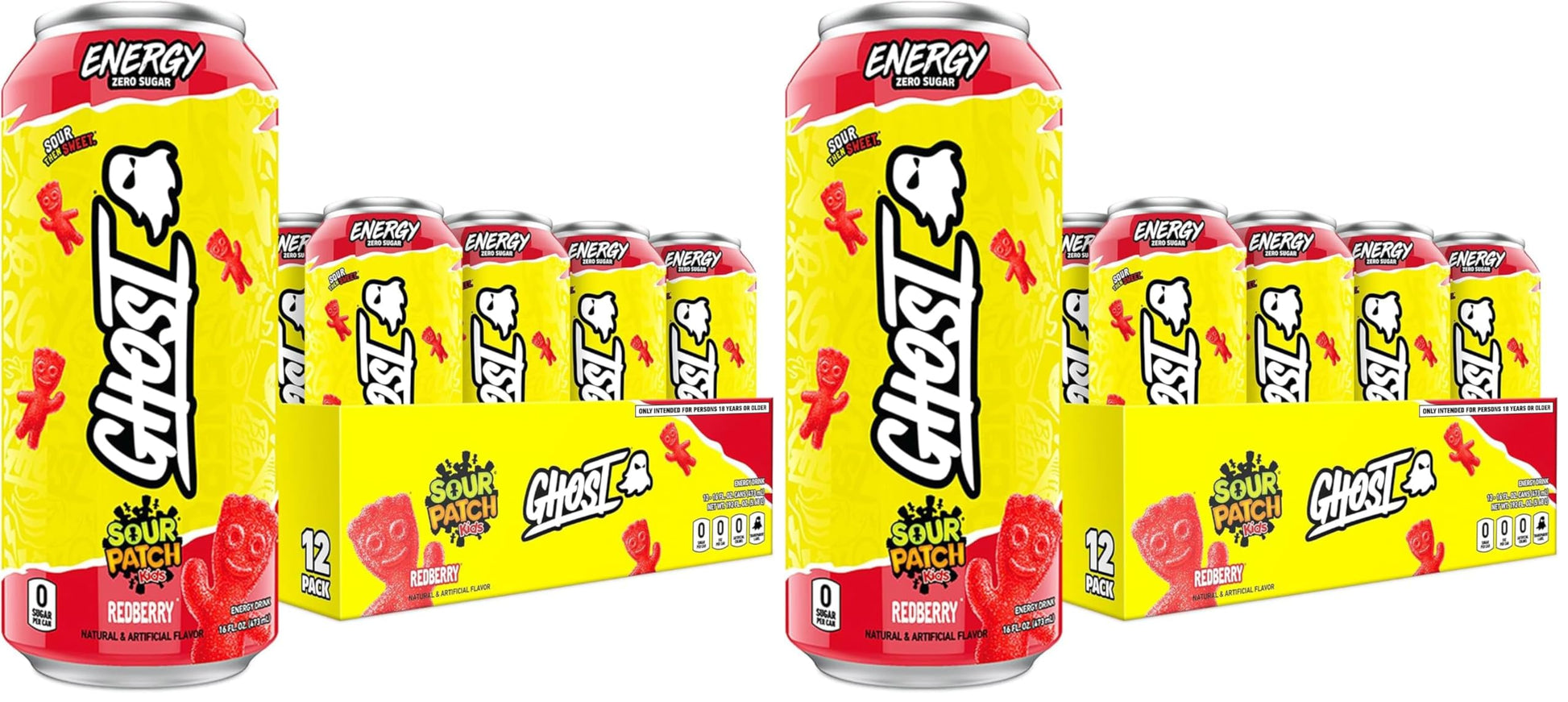 GHOST Energy Drink - 12-Pack, Strawbango, 16oz - Energy & Focus & No Artificial Colors - 200mg of Natural Caffeine, L-Carnitine & Taurine - Gluten-Free & Vegan