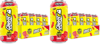 GHOST Energy Drink - 12-Pack, Strawbango, 16oz - Energy & Focus & No Artificial Colors - 200mg of Natural Caffeine, L-Carnitine & Taurine - Gluten-Free & Vegan