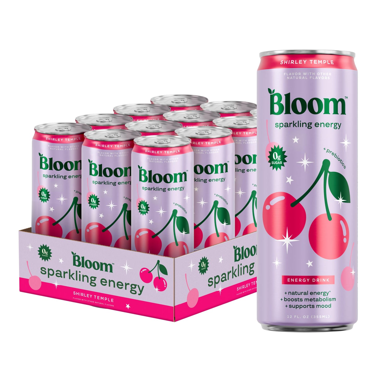 Bloom Nutrition Sparkling Energy Drink - Apple Crisp / Glacier Crush Variety Pack - Natural Caffeine, Zero Sugar, 180mg Caffeine - Antioxidant-Rich with Green Coffee Bean, Green Tea Extract, Prebiotics - 12oz 12 Pack