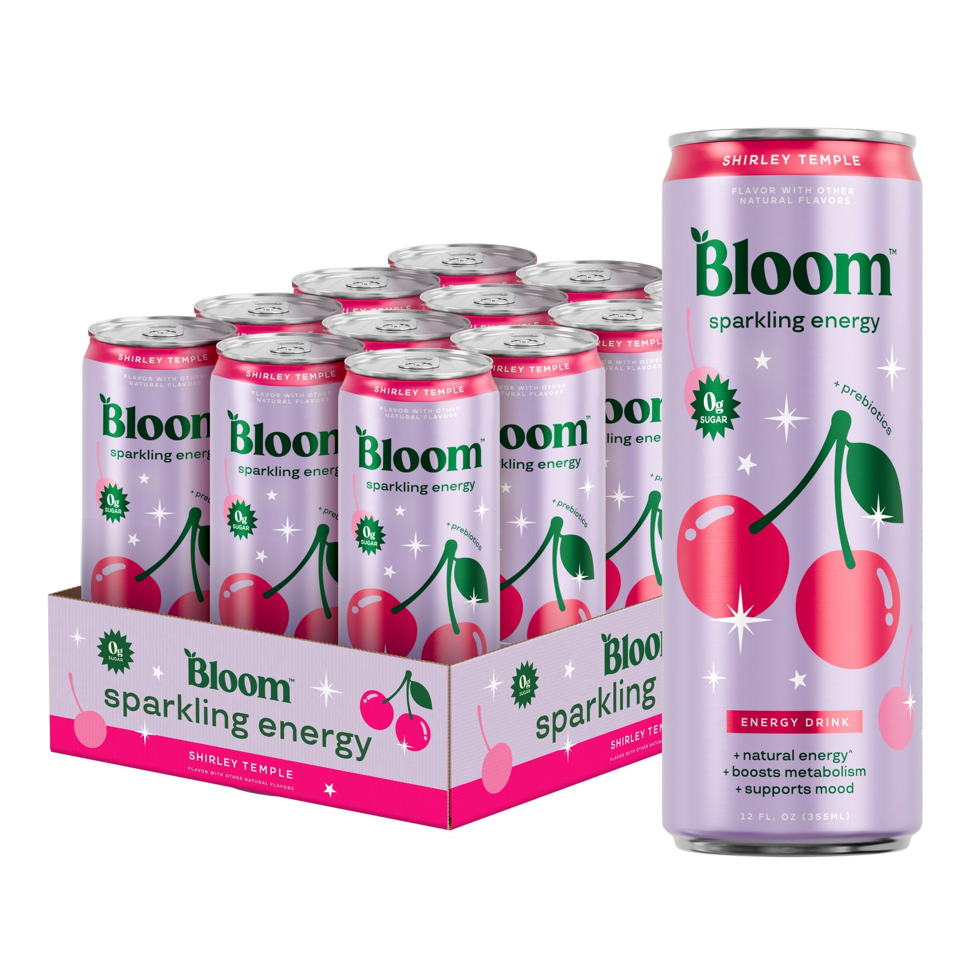 Bloom Nutrition Sparkling Energy Drink - Apple Crisp / Glacier Crush Variety Pack - Natural Caffeine, Zero Sugar, 180mg Caffeine - Antioxidant-Rich with Green Coffee Bean, Green Tea Extract, Prebiotics - 12oz 12 Pack