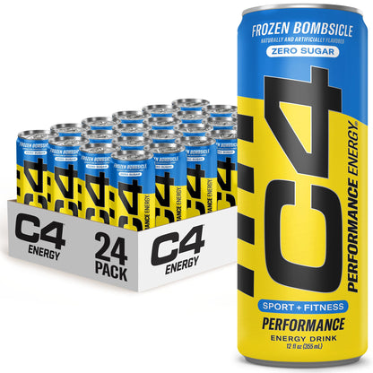 C4 Energy Drink 12oz (Pack of 12) - Frozen Bombsicle - Sugar Free Pre Workout Performance Drink with No Artificial Colors or Dyes