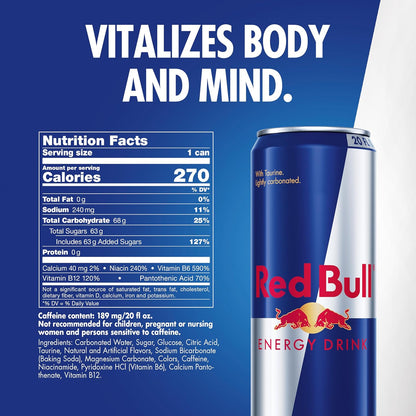 Red Bull Energy Drink, 114mg Caffeine | Taurine & B Vitamins | 12 Fl Oz | 16 Cans