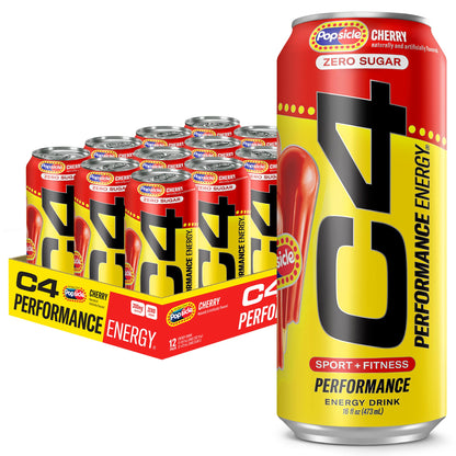 C4 Energy Drink 12oz (Pack of 12) - Frozen Bombsicle - Sugar Free Pre Workout Performance Drink with No Artificial Colors or Dyes