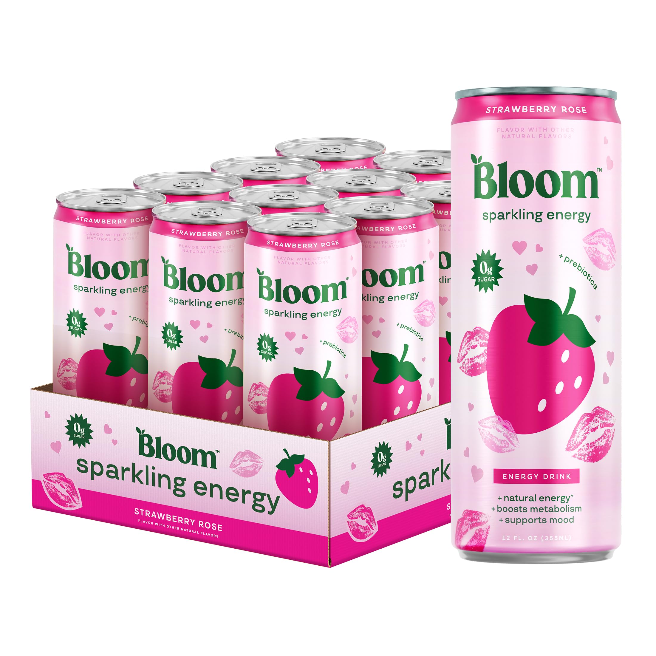 Bloom Nutrition Sparkling Energy Drink - Apple Crisp / Glacier Crush Variety Pack - Natural Caffeine, Zero Sugar, 180mg Caffeine - Antioxidant-Rich with Green Coffee Bean, Green Tea Extract, Prebiotics - 12oz 12 Pack