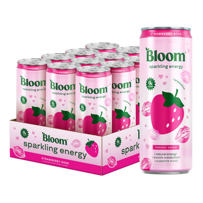 Bloom Nutrition Sparkling Energy Drink - Apple Crisp / Glacier Crush Variety Pack - Natural Caffeine, Zero Sugar, 180mg Caffeine - Antioxidant-Rich with Green Coffee Bean, Green Tea Extract, Prebiotics - 12oz 12 Pack