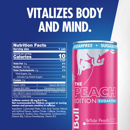 Red Bull Energy Drink SugarFree Variety Pack, Zero, Peach, Iced Vanilla Berry, 8.4 fl. oz, Pack of 12 Can