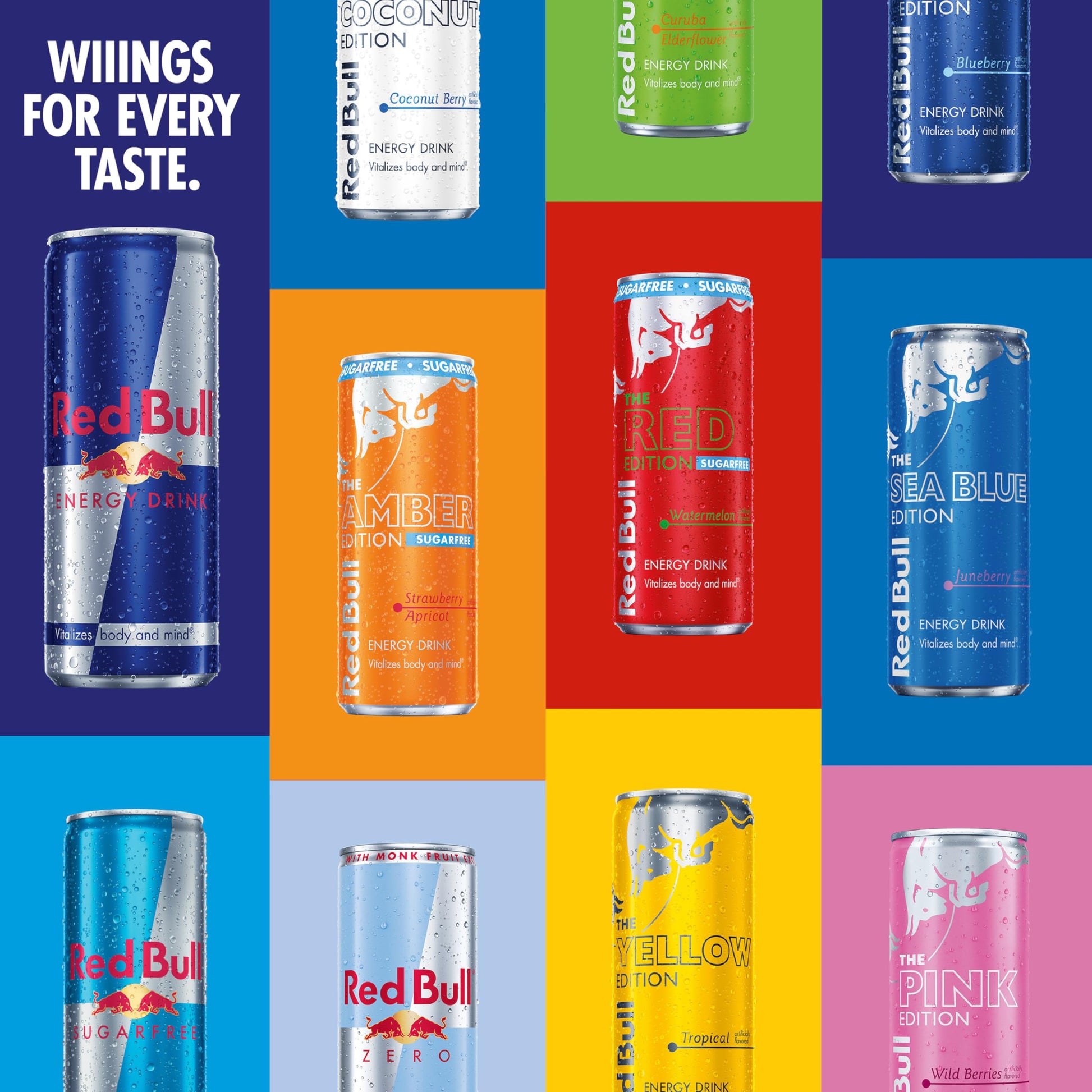 Red Bull Energy Drink SugarFree Variety Pack, Zero, Peach, Iced Vanilla Berry, 8.4 fl. oz, Pack of 12 Can