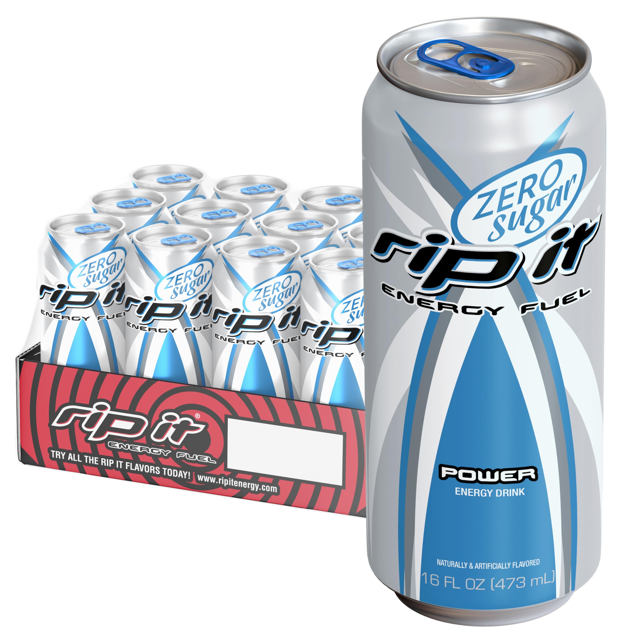 Rip-It Energy Drink | Power | Sharp Citrus Flavor | 12-Pack (16oz Cans) | 160mg Caffeine | Smooth Finish | Ignite Focus | Hardcore Energy That Rips!