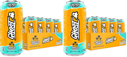 GHOST Energy Drink - 12-Pack, Strawbango, 16oz - Energy & Focus & No Artificial Colors - 200mg of Natural Caffeine, L-Carnitine & Taurine - Gluten-Free & Vegan
