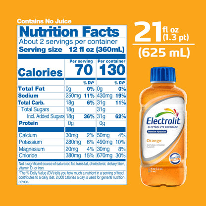 Electrolit, Electrolyte Beverage, Fruit Punch, 21 Fl Oz bottle (Pack of 12)