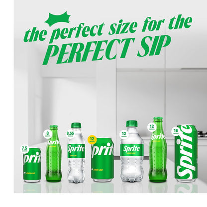 Sprite Lemon Lime Soda Soft Drinks, 12 fl oz, 12 Pack,Cans