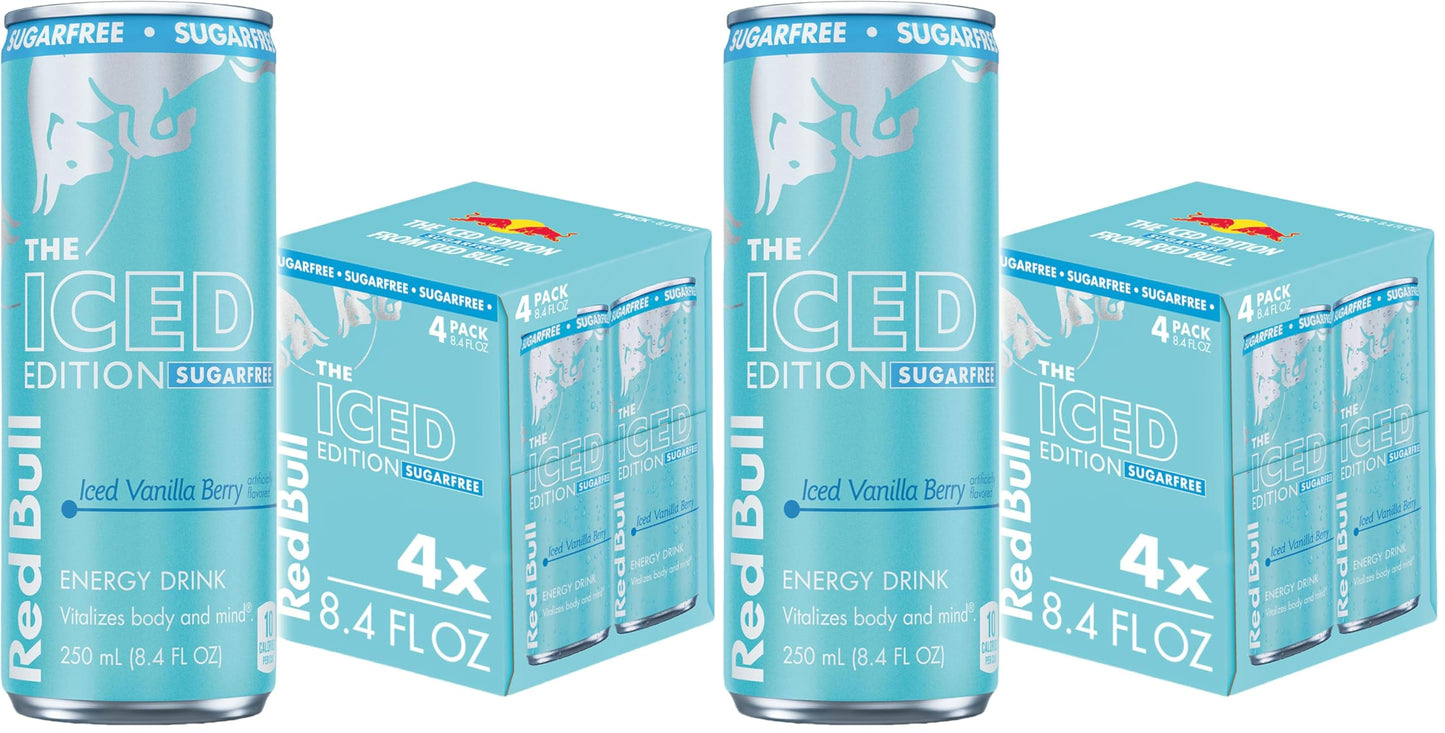 Red Bull Energy Drink SugarFree Variety Pack, Zero, Peach, Iced Vanilla Berry, 8.4 fl. oz, Pack of 12 Can