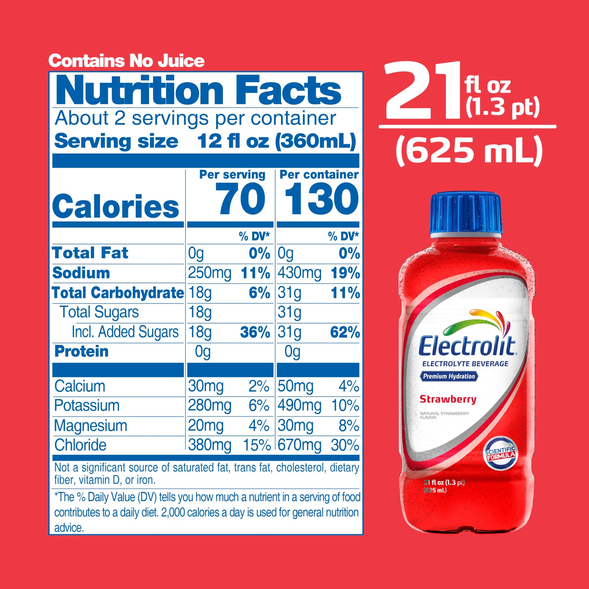 Electrolit, Electrolyte Beverage, Fruit Punch, 21 Fl Oz bottle (Pack of 12)