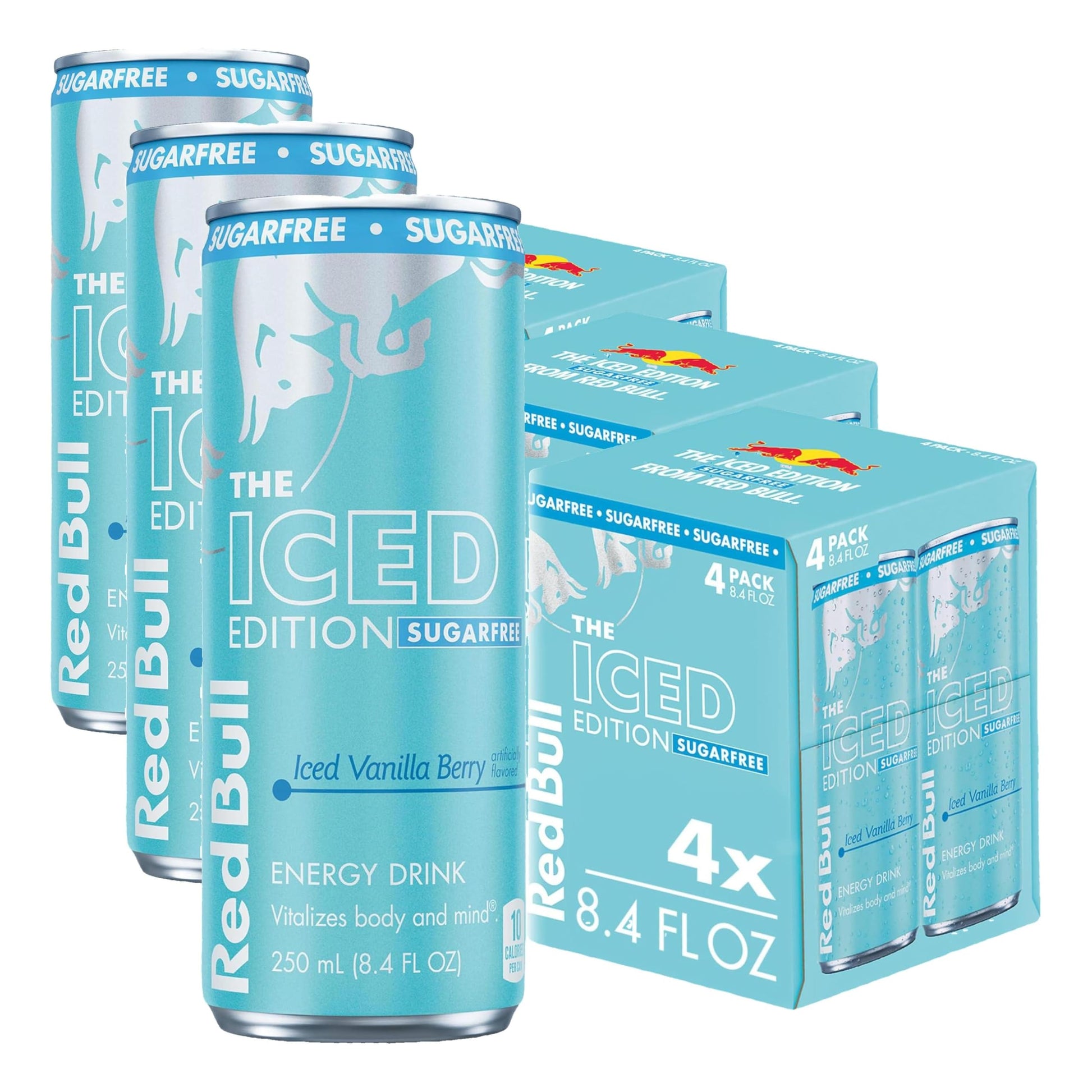 Red Bull Energy Drink SugarFree Variety Pack, Zero, Peach, Iced Vanilla Berry, 8.4 fl. oz, Pack of 12 Can