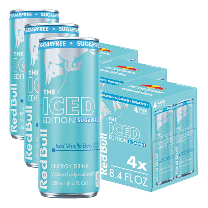 Red Bull Energy Drink SugarFree Variety Pack, Zero, Peach, Iced Vanilla Berry, 8.4 fl. oz, Pack of 12 Can