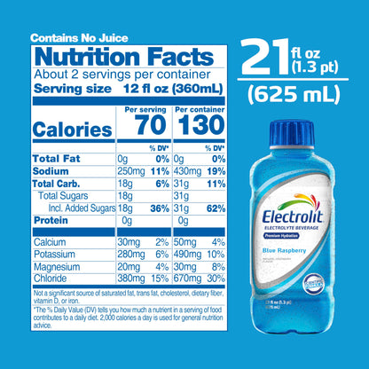 Electrolit, Electrolyte Beverage, Fruit Punch, 21 Fl Oz bottle (Pack of 12)